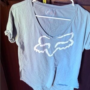 Fox Women's Light Blue V-Neck Tee
